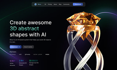 Ai Website for 3d rendering 3d ai game landingpage minimal product designer ui uidesign uiux web2 web3 web3game website