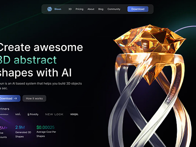 Ai Website for 3d rendering 3d ai game landingpage minimal product designer ui uidesign uiux web2 web3 web3game website