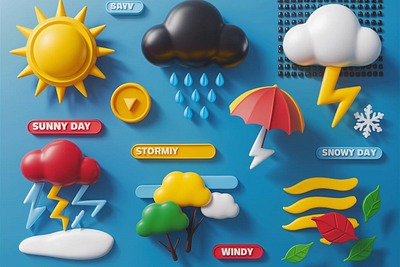 3D Animated Weather Report Icons branding design graphic design illustration vector