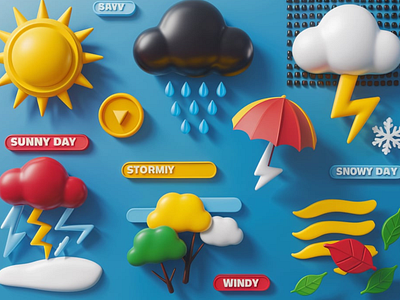 3D Animated Weather Report Icons branding design graphic design illustration vector