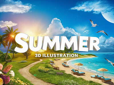 Summer 3D Illustration design graphic design illustration vector