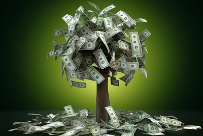 Money tree 3d render concept with design graphic design illustration vector