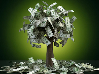 Money tree 3d render concept with design graphic design illustration vector