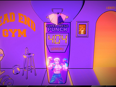 404 Punching Machine - Framer 404 404 404 contest animation boxing digital framer orange punching machine purple retro spline spline x framer synthwave ui