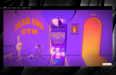 404 Punching Machine - Framer 404 404 404 contest animation boxing digital framer orange punching machine purple retro spline spline x framer synthwave ui