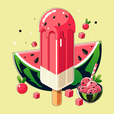 Watermelon ice cream design illustration vector