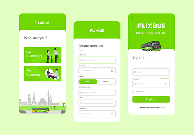 Sign Up page for bus company app - FlixBus dailyui figma graphic design ui