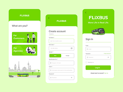 Sign Up page for bus company app - FlixBus dailyui figma graphic design ui