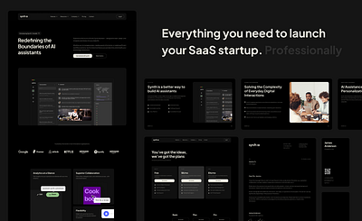 Synth - AI SaaS Brand (Dark) branding brandkit design figma framer ui website