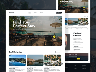 Hotel Booking Platform - Landing Page booking hotel landing page microanimations ui design user experience ux web design