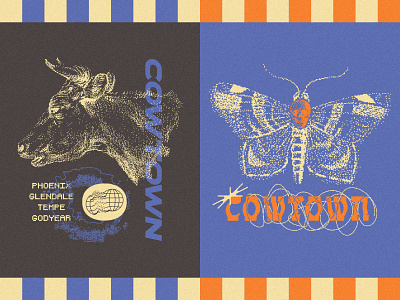 Cowtown Lo-Fi Graphics apparel arizona bitmap bull cow cowtown death moth deathmoth embroidery hat illustration merch moth phoenix screenprint skate shop skateboard