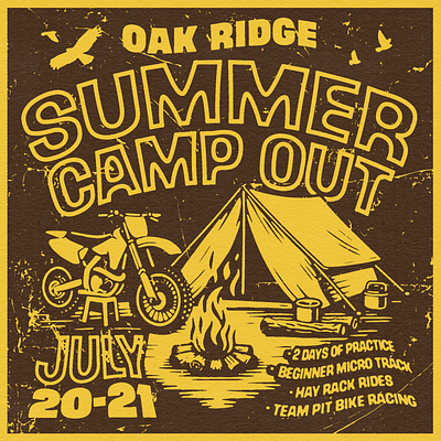 Oak Ridge Summer Camp branding design dirtbike drawing graphic design illustration logo motocross screenprint