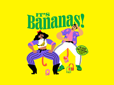 It's Bananas: The Monkey Tail Game ape banana branding character design colorful design fun graphic design illustration jungle monkey packaging design pattern pattern design retro silly tropical type typography vector