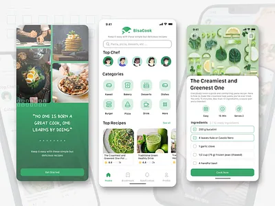 BisaCook - Receipt UI App app cooking green illustration minimalist mobile receipt ui ux white