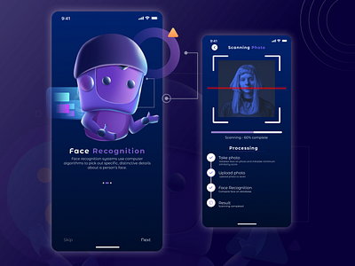BisaFR - Face Recognition UI App 3d app dark face recognition mobile ui ux