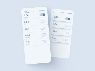 Neumorphism Alarm UI alarm alarm clock alarm ui modern neumorphism professional ui uiux uiux design ux