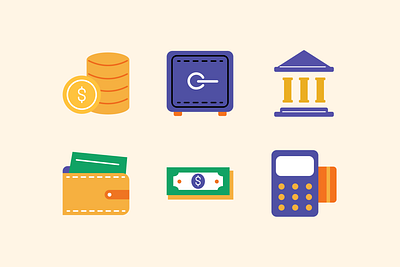 Solid Bank and Finance Collection atm bank business cash finance flat graphic illustration money payment piggy vector