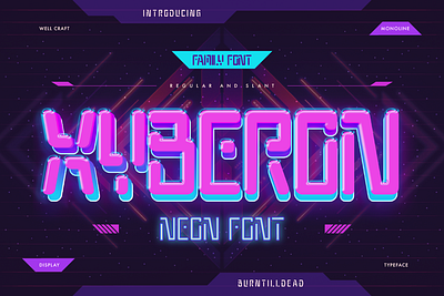 XYBERON - FUTURISTIC NEON FONT branding display font font style futuristic modern neon typeface