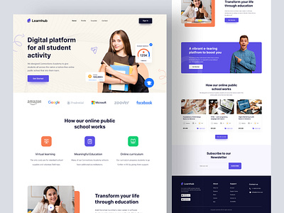 Learnhub || E-learning Website Design course creative e learning education education website homepage learning platform learning website minimal online course saas skill trending ui ui design uiux design ux visual design webs design website design