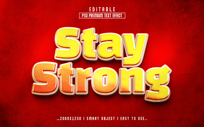 Stay Strong'' Editable PSD Text Effect Style 3d text effect editable text psd action psd effect psd text effect red stay strong 3d text strong strong 3d text effect text effect style typo yellow