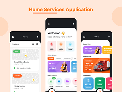 Home Services Application 3d animation branding design figma graphic design logo motion graphics ui