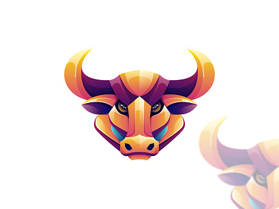 Bull Illustration Colorful Logo 3d animation branding graphic design logo