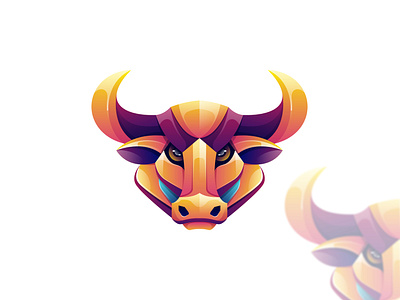 Bull Illustration Colorful Logo 3d animation branding graphic design logo