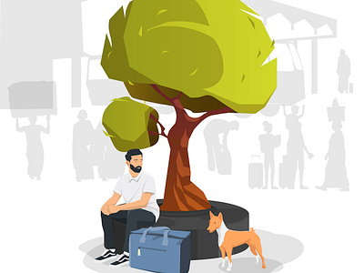 Illustration 2d 2dvector adobeillustrator design dog graphic design green illustration man vector vectorillustration