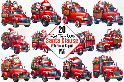 Red Truck with Santa Clause Sublimation 3d animation app branding design graphic design illustration logo ui vector