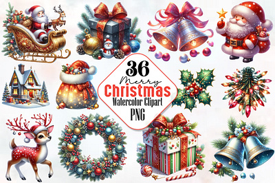 Merry Christmas Sublimation Clipart, PNG 3d animation app branding design graphic design illustration logo ui vector