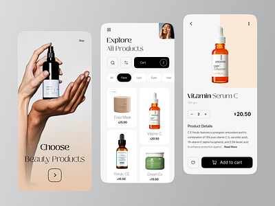 Skin Care App design app design app ui beauty product beauty product app beauty store cosmetics app e commerce ecommerce health care app ios mobile app shop skin care app store