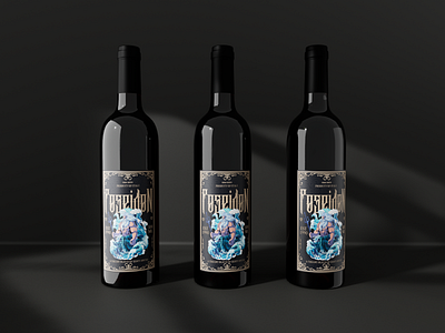 Poseidon sea wine label😅 branding design illustration