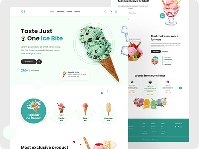 Ice Cream Landing Page Design branding clean design design graphic design green design ice cream website ice design interior design landing page design product design ui ux web design website design