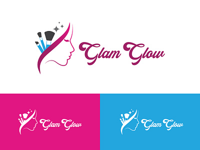 Glam Glow logo design cosmitics design glam glow