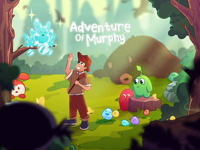 Adventure of Murphy Illustration adventure character character design colorful creatures dramatical dreamy environtment fairy tale forest game illustration mascot mascot character nature scene