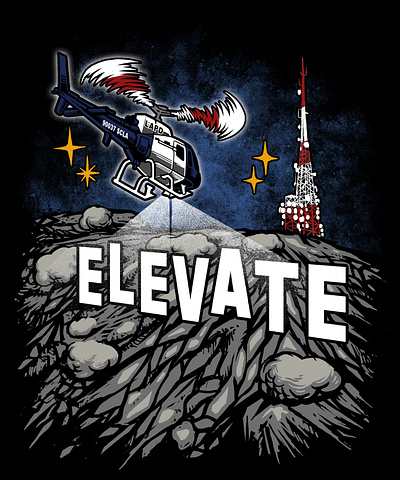 Helicopter shinning the elevate hills illustration artwork branding design fashion graphic design hand drawn illustraion logo menswear motion graphics popart retro streetwear tshirt design vector