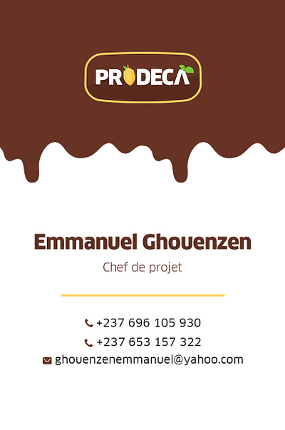 Cocoa-transforming company - PRODECA brand brand design branding carte de visite chocolate cocoa flyer graphic design logo typography vector visit card visitcard