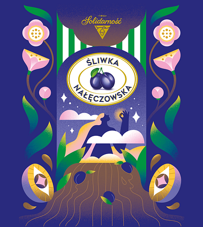 Śliwka Nałęczowska - packaging design 2d bloom box branding character chocolate design flowers illustration illustrator packaging packaging design plum procreate