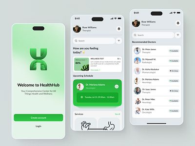 HealthHub - Health care service mobile app design concept design health app health care health care service interface medical app mobile app design mobileapp product design ui ui design uiux uiux design ux ux design