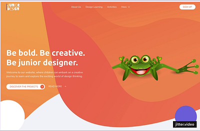 Junior Design | Creative Educational website art children creative design thinking designer digital education inspiration kids learning teaching technology ui user experience user interface ux uxui web design