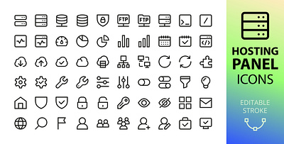 Hosting Control Panel UI Icons cloud control hosting icon icons interface panel server symbols ui web