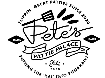 Pete's Pattie Palace badge branding identity logo retro typography vintage