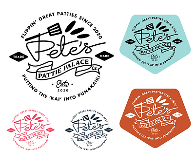 Pete's Pattie Palace badge branding identity logo retro typography vintage