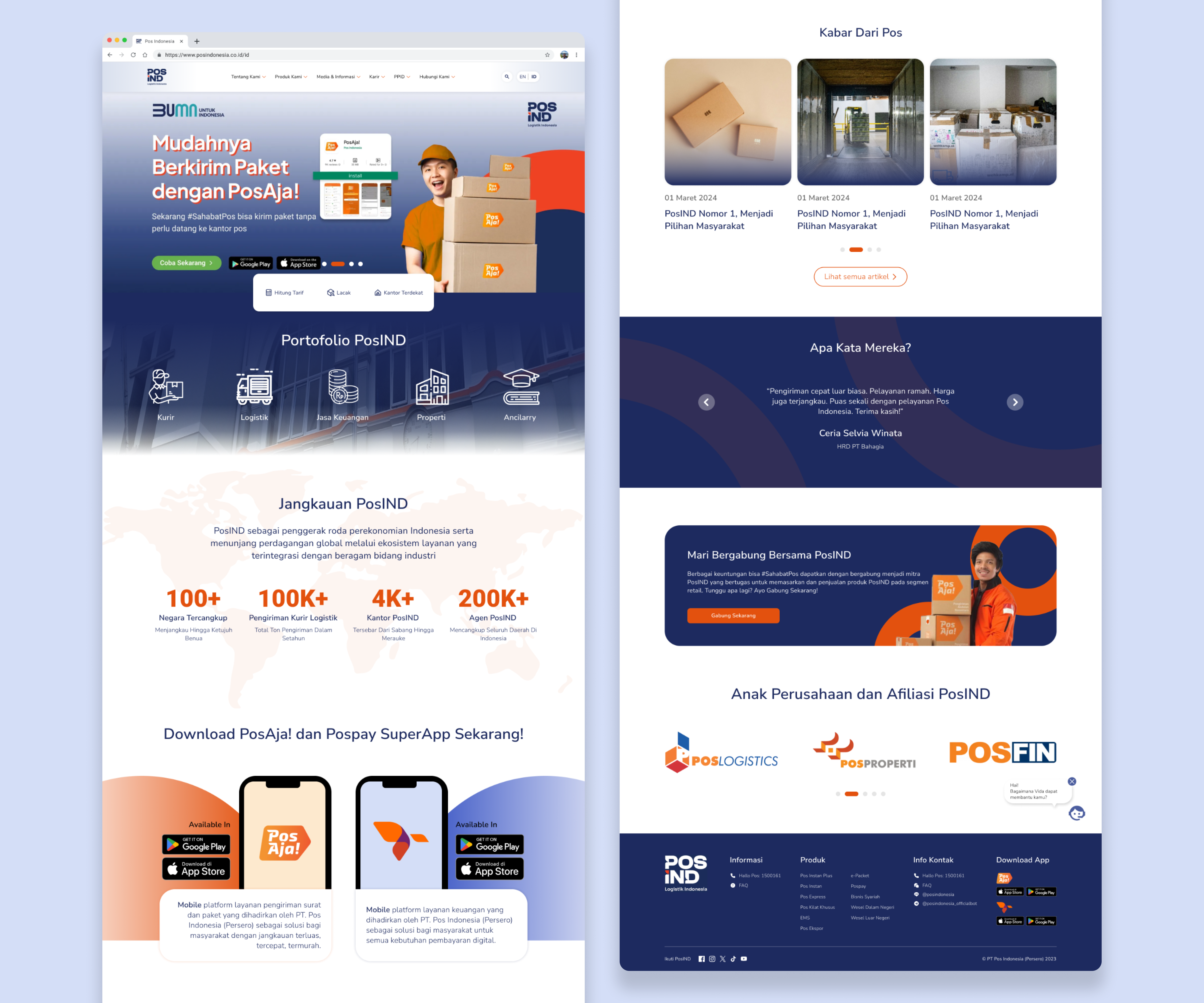 Pos Indonesia - Homepage Redesign bumn homepage landing page pos indonesia shipping ui uiux uiux design ux web design