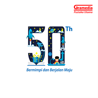 GRAMEDIA 50th Anniversary Logo Making Design Competition graphic design illustration logo