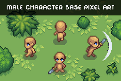 Free Base 4-Direction Male Character Pixel Art 2d 4 direction art asset assets character fantasy game game assets gamedev illustration indie indie game male pixel pixelart pixelated rpg top down topdown