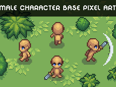 Free Base 4-Direction Male Character Pixel Art 2d 4 direction art asset assets character fantasy game game assets gamedev illustration indie indie game male pixel pixelart pixelated rpg top down topdown