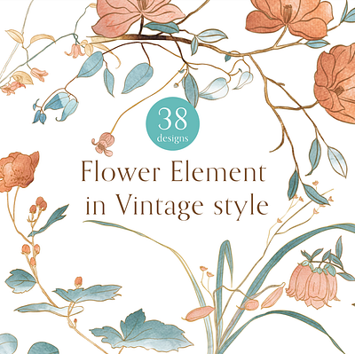 Flower elements in Vintage style abstract background branch of flower branding clipart design floral flower graphic design illustration line art logo natural painting vector watercolor texture