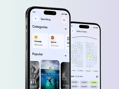 Cinema & Video Streaming Mobile UI Design cinema app film list mobile movie discovery movie gene movie streaming serie social media streaming platform subscription ticket video app watchlist