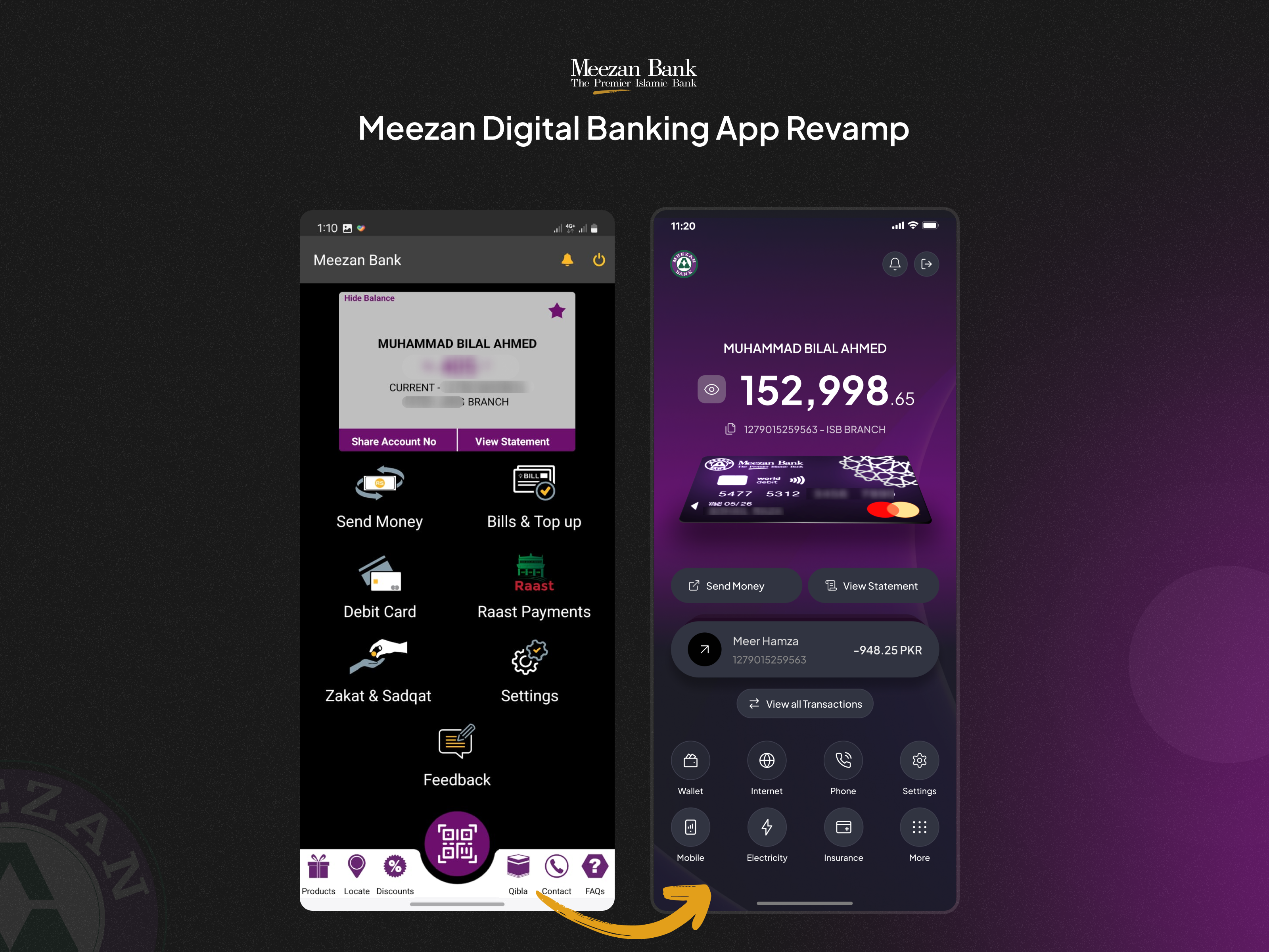 Meezan Bank - Design Revamp bank app bank app redesign before after bento cards branding design fintech app freebie glass graphic design logo meezan bank design revamp minimal money app redesign revamp typography ui ui design vector